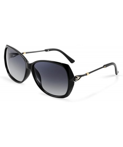 Designer Oversized Polarized Sunglasses for Women Butterfly Style Shades UV Protection B9045 001 Black-grey $11.12 Oversized