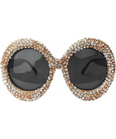 Y2K Diamond Round Sunglasses for Women Vintage Fashion Sparkling Rhinestone Sun Glasses Oversized Shades Black Brown $9.26 Ov...
