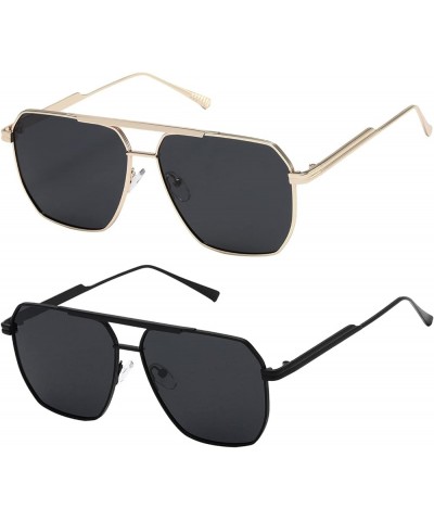 Polarized Sunglasses Womens Men Retro Oversized Square Vintage Shades Classic Large Metal Sun Glasses K1221 Gold Gray&black $...