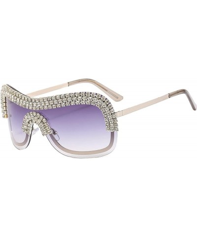 Oversized Y2k Sunglasses Women Sparkling Rimless Sun Glasses Big Rhinestone Feamle Shades Gray $10.96 Square