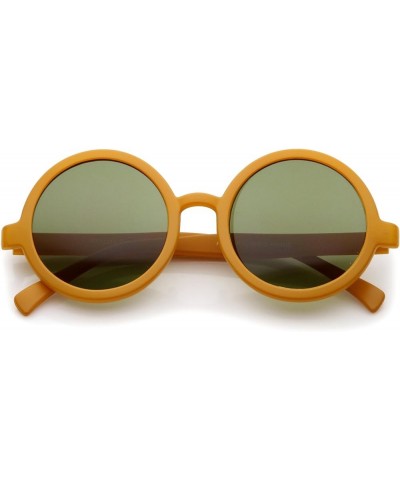 Trendy Round Retro Sunglasses for Women, UV400 Vintage Horn Rimmed Neutral-Colored Lens 52mm (Tortoise/Amber) Matteorange/Gre...