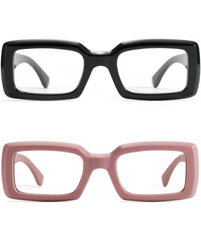 Vintage Small Rectangle Women Sunglasses 2 pairs Popular Fashion Pink Light Tea Eyewear Men Trending Sun Glasses Shades 2pcs-...