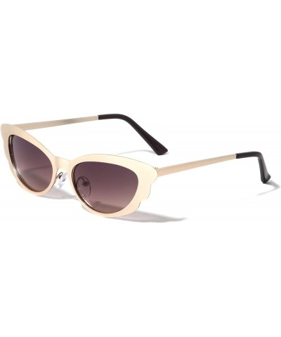 Albury Wing Shape Metal Cat Eye Sunglasses M10653 Brown Gold $11.14 Aviator