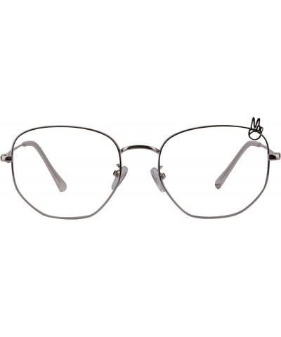 Anti-blue Light Shortsighted Transition Sunglasses Metal Frame Myopia Glasses-Z5-016MY C2-silver, Transparent Anti-blue Lens-...