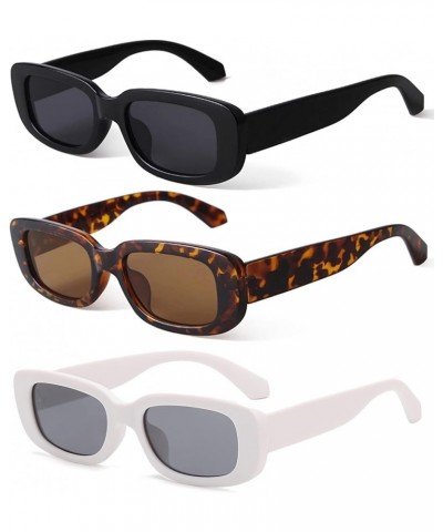 Retro Rectangle Sunglasses Women and Men Vintage Small Square Sun Glasses UV Protection Glasse 3 Pack Black+leopard+white $6....
