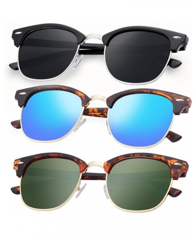 Sunglasses Men/Mens Polarized Sunglasses for Men Women,Classic Semi-Rimless Sun Glasses B2-leopard+black Sliver+leopard Blue ...