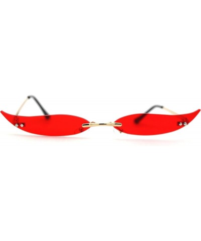Mico Cut Out Narrow Blade Cat Eye Rimless Color Sunglasses Gold Red $10.59 Cat Eye