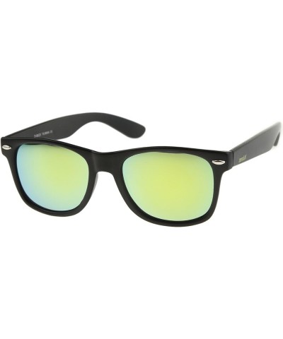 Classic Colored Mirror Lens Square Horn Rimmed Sunglasses for Men Women Matte / Yellow $10.61 Wayfarer