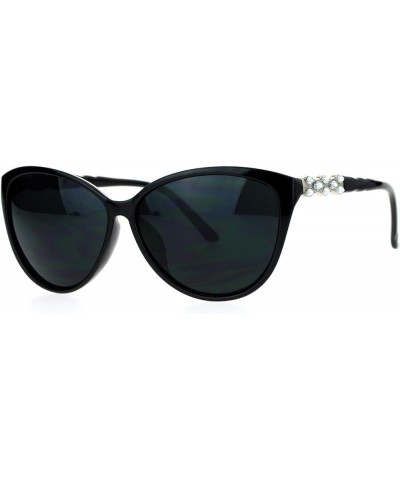Rhinestone Fashion Sunglasses Womens Round Cateye Shades Blocks UV Black Silver $10.17 Cat Eye