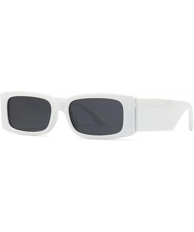 Leopard Square Wide Leg Rectangle Sunglasses Men Women Vintage Tortoiseshell Shade Glasses UV400 White $9.84 Square
