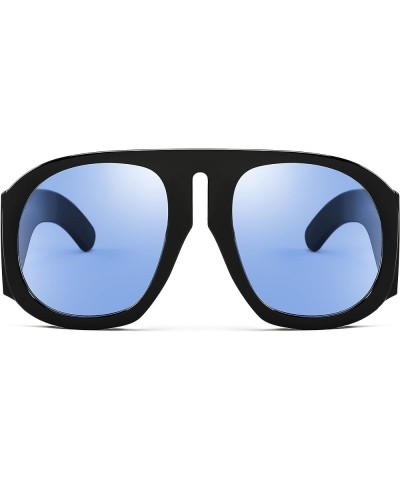 Retro Trendy Avaitor Sunglasses for Women Men Oversized Vintage 70s 80s Sunglasses Flat Top Shield Shades B2745 Black Frame/B...