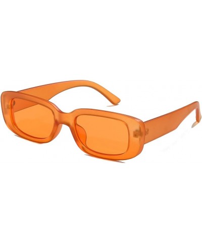 Small Rectangle Sunglasses Women UV 400 Retro Square Driving Glasses Orange Orange $7.40 Aviator