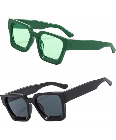 2PCS Fashion Accessory: Extra-large Black Square Sunglasses, UV Protection, Photo-taking, Driving, Fishing, Golfing Black + G...