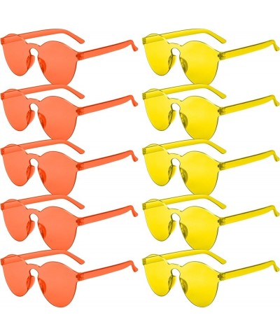 10 Pairs Rimless Round Party Sunglasses Colored Glasses Transparent Round Retro Sunglasses Halloween Sunglasses Orange+yellow...