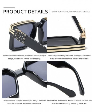 Retro Square Thick Sunglasses Women Men Fashion Oversized Hip Pop Black Shades Luxury Gold Metal Eyewear 10 $10.59 Rectangular
