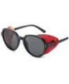Punk Leather Decorative Sunglasses Round Frame Men and Women Retro Street Shooting Glasses (Color : B, Size : Medium) Medium ...