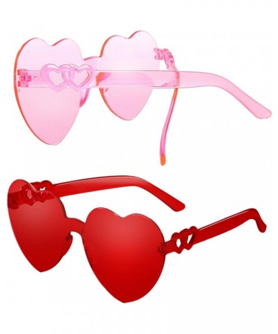 Heart Sunglasses for Women Heart Glasses with Heart Leg Rimless Sunglasses for Bachelorette Party Wedding Favors 2-2pc Pink R...
