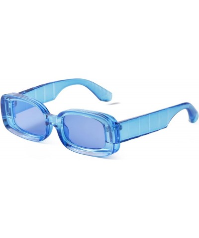 Trendy Rectangle Sunglasses for Women Men 90s Candy Color Chunky Frame Thick Square Frames UV400 Protection Y2K Blue $6.35 Re...