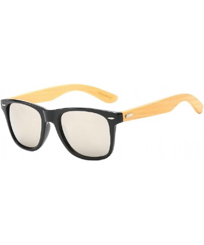 Bamboo Wood Arms Sunglasses Classic Women Men Driving Glasses Classic Retro Designer Style Black/Silver $9.85 Designer