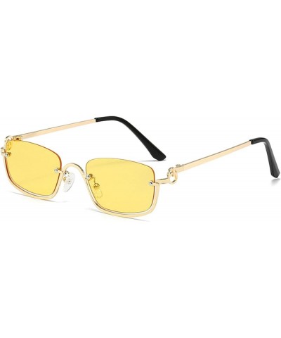 Fashion Small Square Women's Sunglasses Luxury Metal Half Frame Sunglasses Woman Trend 2024 Vintage Black Pink Shades Yellow ...
