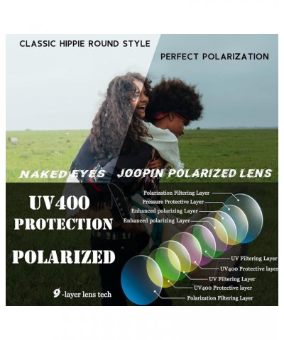 Hippie Round Sunglasses for Women Men Circle Sun Glasses UV400 Protection A05-polarized Silver Black Multicolored $6.75 Round