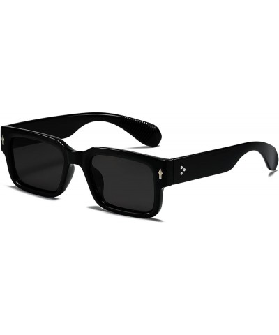 Square Frame Sunglasses for Women Men Trendy Chunky Rectangle Sun Glasses Black Shades UV400 Protection A1 Black/Grey $10.00 ...