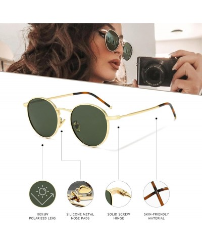 Ponderable Metal Round Sunglasses for Men Women Classic Vintage Polarized Circle Sun Glasses 2 Pack (Polarized):gold/Green+go...