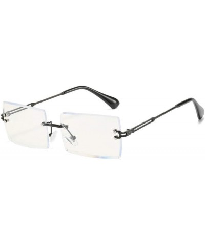 Rimless Rectangle Anti-blue light Sunglasses for Women Frameless Square Glasses for Men Ultralight UV400 Eyewear Unisex Black...
