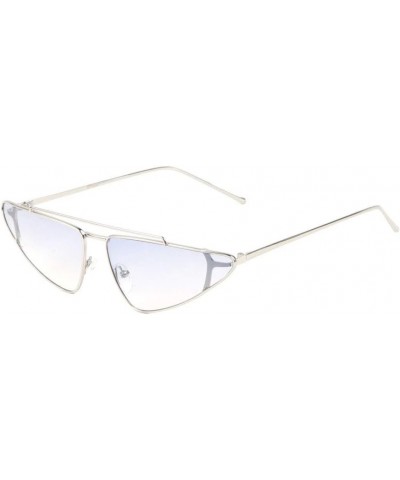 Wide Triangular Shape Flat Top Thin Frame Sunglasses Blue $9.95 Wayfarer