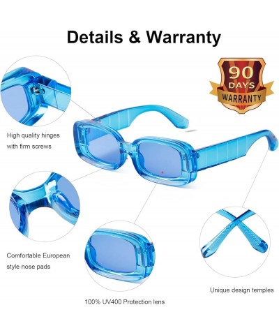 Trendy Rectangle Sunglasses for Women Men 90s Candy Color Chunky Frame Thick Square Frames UV400 Protection Y2K Blue $6.35 Re...