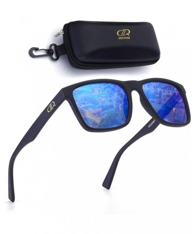 Polarized Sunglasses Men Women Square Vintage UV Protection Mens Sun Glasses Mirror Lens for Driving Fishing Blue Mirrored Le...