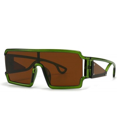Punk One-piece Y2k Sunglasses for Women Men Square Sun Glasses Gradient Shades Eyewear Lady UV400 Green Brown $9.49 Designer