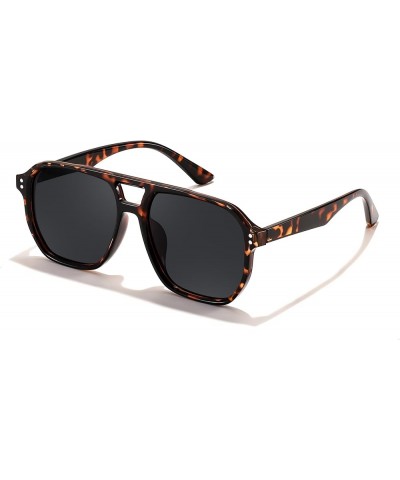 Retro Avaitor Sunglasses Women Men Vintage Square 70s Plastic Frame Pilot Sun Glasses B9144 Leopard Frame Grey Lens $11.54 Av...