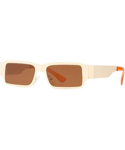 Retro Small Rectangle Stainless Steel Sunglasses WomenTrending Men Sun Glasses Shades UV400 Golden Tea $75.80 Sport