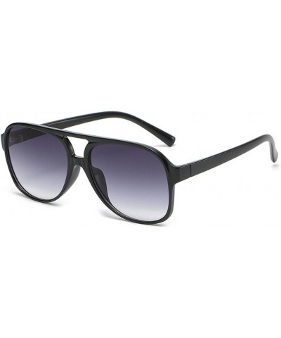 Retro Square Sunglasses for Women and Men Vintage Shades UV400 Classic Large Double Bridge Aviator Sunglasses Black Grey $5.1...
