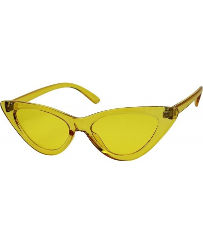 Candy Color Slim Slender Cateye Colorful 1950s Retro Vintage UV 400 Shades Trendy Sunglasses Yellow Yellow $9.89 Cat Eye