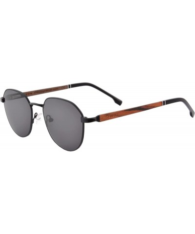 Polarized Sunglasses Men Driving Glasses UV400 Metal Wood Frame Square Summer Glasses for Fishing W902 Black demi lens $20.29...