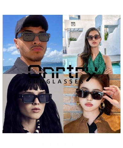 Thick Square Frame Sunglasses for Women Men Trendy Chunky Rectangle Sun Glasses Black Shades UV Protection A07 Beige/Yellow $...