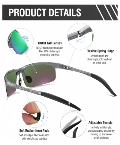 Mens Sports Polarized Sunglasses UV Protection Sunglasses for Men 8177s Gunmetal Frame Revo Green Lens $14.34 Aviator