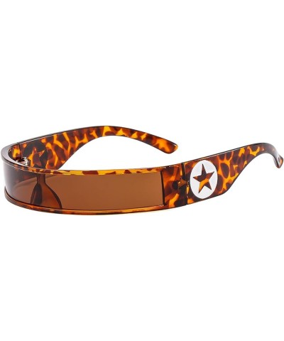 Sunglasses UV Resistant Ladies Men Unisex Visor Sunglasses Integrated Brown $6.66 Designer