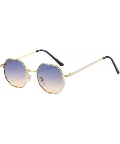 Men'S Hexagonal Sunglasses Women'S Brand Driving Sunglasses Men'S Sunglasses Men'S Eyeglasses Uv400 Gold-blue Yellow $13.43 D...
