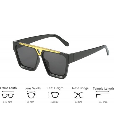 3 Pack Y2K Oversized Large Square Double Bridge Sunglasses for Men Women Fashion Trend UV400 Black Golden $6.95 Square