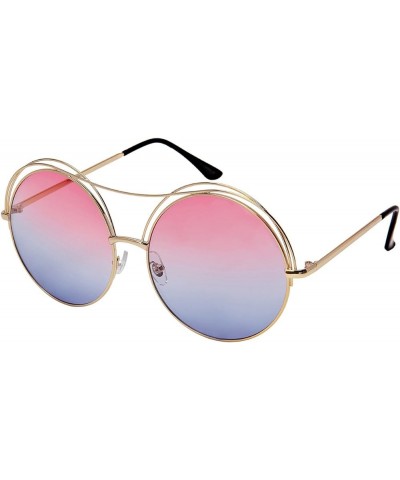 Cut Out Circle Sunnies with Case/Cleaning Cloth/Repair Kits M3118-OCR Gold Pink-Blue $7.64 Round