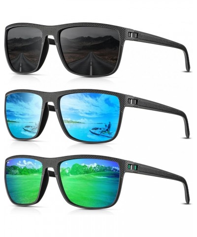 Mens Sunglasses, Polarized Sunglasses Men Womens Trendy Square for Driving Fishing Sun Glasses UV400 Protection 3 Pack 07 (3 ...