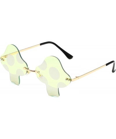 Mushroom Shaped Sunglasses for Women Men Vintage Rimless Sun Glasses Retro rave Party Halloween Eyeglasses (Gold/Green&Gold M...