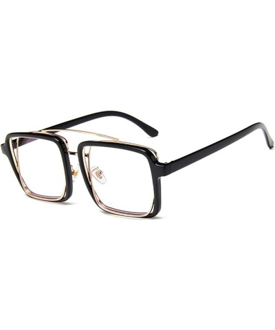 Retro Square Oversized Sunglasses Unisex Double Frame Glasses Black/Transparent clear $11.33 Oversized