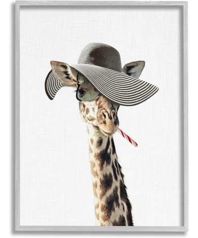 Trendy Giraffe Striped Sun Hat Sunglasses Portrait, Design by Tai Prints, 24 x 30, Off-White Gray Framed 11 x 14 $22.67 Designer