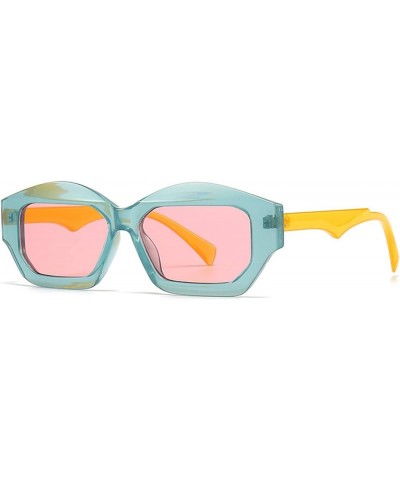 Vintage Polygon Small Frame Cat Sunglasses Women 2023 Fashion Orange Blue Men Sun Glasses Green Pink $11.33 Designer