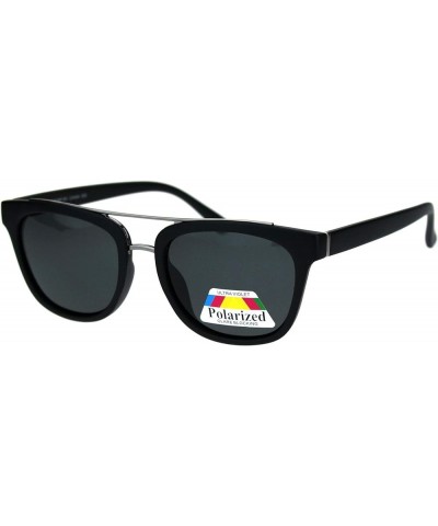 Polarized Mod Horn Rim Designer Light Weight Fashion Sunglasses Matte Black Black $10.41 Rectangular