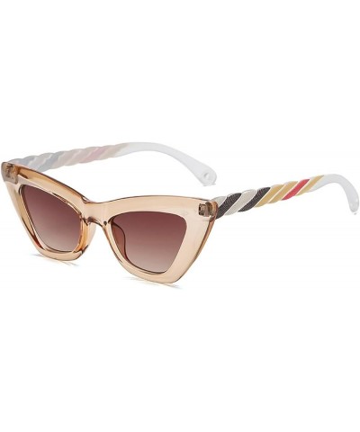 2022 cat glasses fashion retro punk twist legs small frame unisex green sunglasses UV400 brown $10.47 Cat Eye